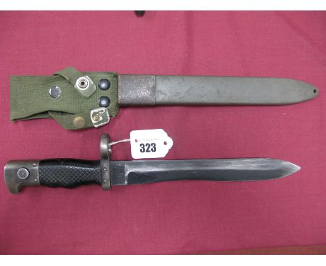 A Mid XX Century Spanish Bolo Bladed Bayonet for the "Cetme" Rifle, the blade marked with Royal Cypher and Toledo makers mark