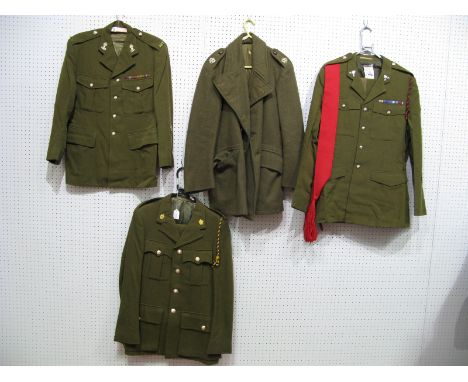 Three Late XX Century British Military No 2 Dress Jackets, including Majors tunic and trousers, Army cadet force, together wi