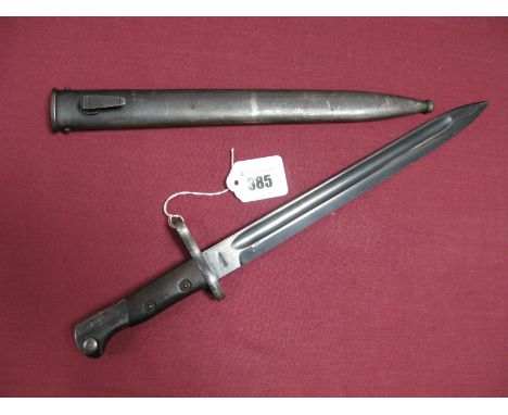 A Mid XX Century Austrian Styer Solothurn Sub Machine Gun Bayonet, model of 1934. The blued 11" blade stamped with makers nam