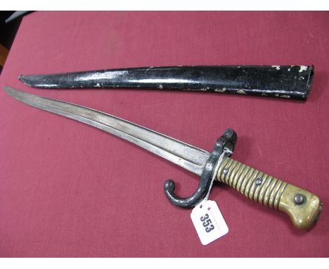 Mid To Late XX Century French Chassepot Bayonet, pattern 1866, dated on blade 1868 and with makers name, 22½" blade, brass gr