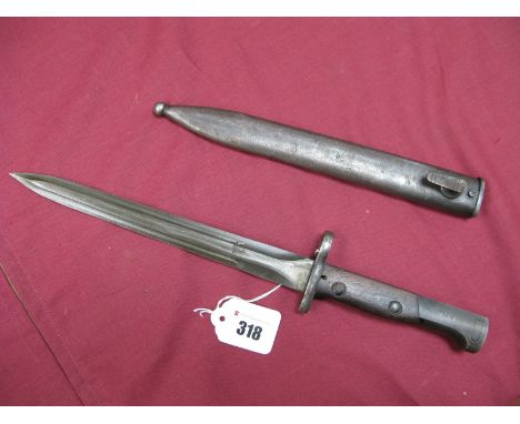 Early XX Century Bayonet For The Mauser Rifle, (possibly Turkish) in its all steel scabbard, average condition.