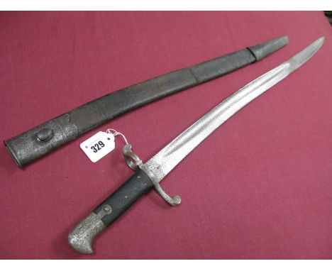 Victorian 1856 Sword Bayonet, for the 2 Band Enfield Rifle.22½ wavy blade, steel hilt with black leather grips, in its correc