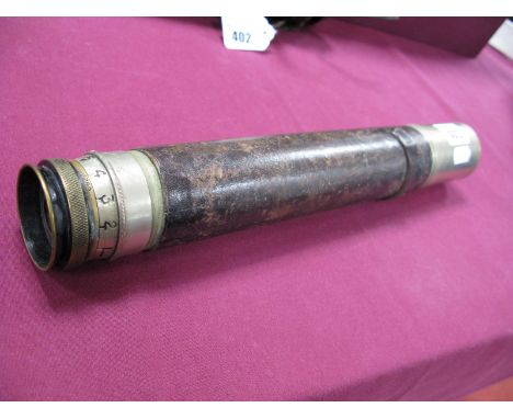 A WWII Single Draw Telescope, made by W. Ottway &amp; Co. Ltd, London 1944, part body leather covered, with WD arrow.
