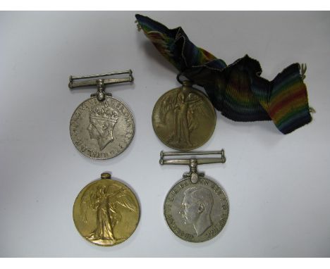 Two George V WWI British Victory Medals, to M339885 Private L.S. Archbells, Army Service Corps, to 13386 Private R. Brockbank