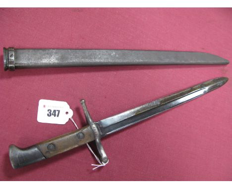 A Late XIX Italian 1891 Model Bayonet, 11¾" blade marked "Brescia" badly pitted, contained in a Japanese Arisaka all steel sc