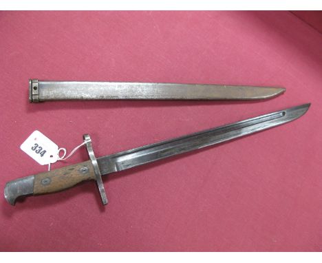 Late XIX Century Japanese Bayonet, for the 1897 Arisaka Rifle. The blade is 15 1/2" long and Arsenal marked, in its correct s