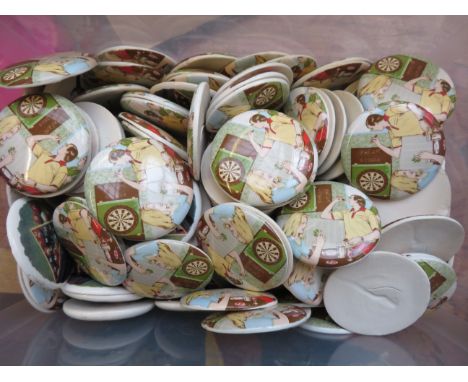 Box of ceramic sporting plaques 