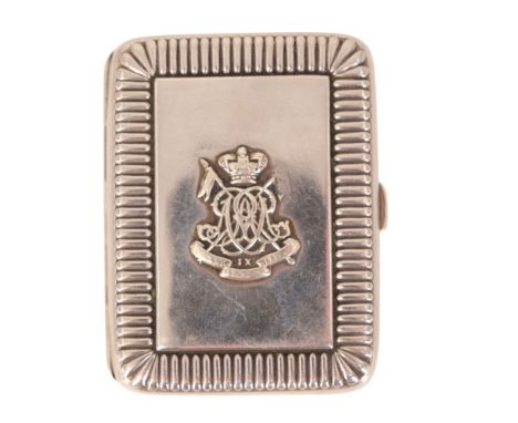 A Victorian 9th Lancers electroplate cigarette case