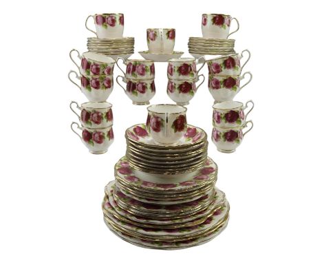 A large quantity of Royal Albert "Old English Rose" plates, saucers, cups, etc