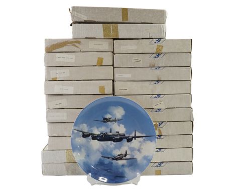 A large group of Coalport, Royal Doulton and Royal Worcester aviation-themed collectors' plates including eight Coalport "Rea