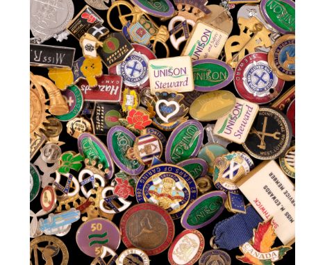 A large quantity of vintage and later lapel, cap and other badges and medallions including 1924 British Empire Exhibition Wem