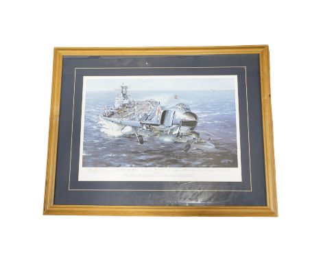 After Philip E West (Contemporary)"HMS Ark Royal", depicting a Phantom jet taking flight from the HMS Ark Royal aircraft carr
