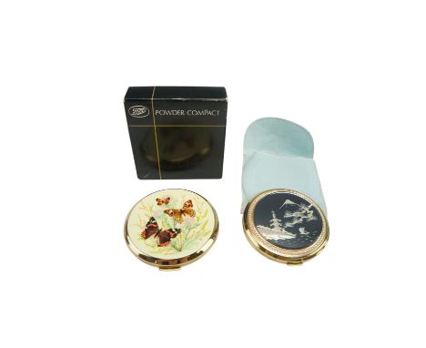 Vintage Stratton butterfly pattern and "Lovely" powder compacts 