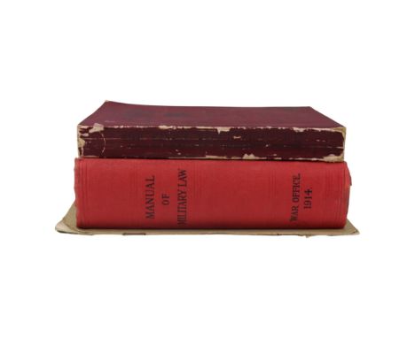 Three early 20th Century military manuals comprising "Manual of Military Law", London, Great Britain War Office, 1914, "The K