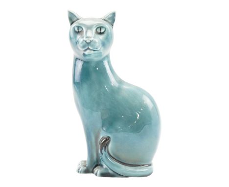 A Poole Pottery glaucous-glazed cat figurine, 17 cm 