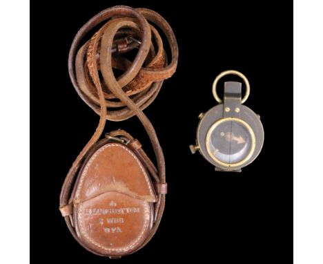 A 1915 dated Verner's Pattern VII compass, its case stamped  "H Longbottom, 2WRB, RFA"