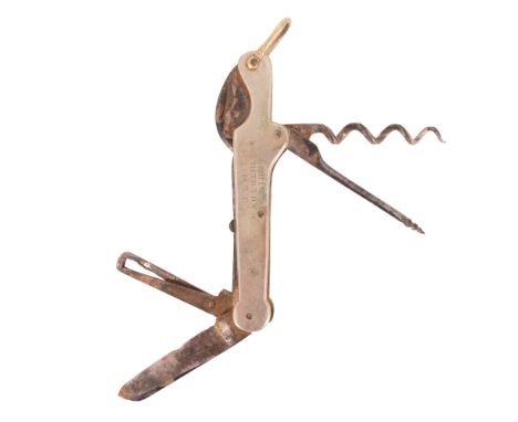 A Victorian pocket folding tool knife by Newton of Sheffield, having German silver grip scales, one engraved "J S Smith, Auch