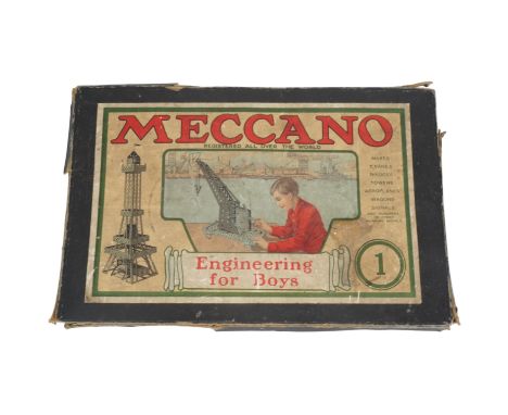 A vintage Meccano Number 1 "Engineering for Boys" model building kit, circa 1920s