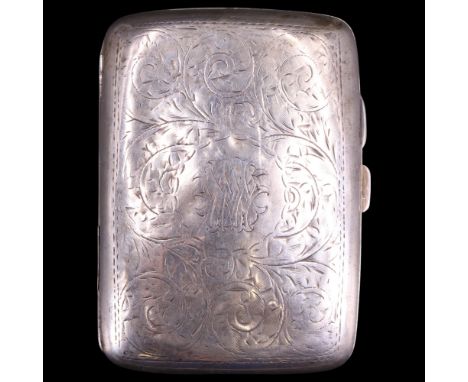 A Great War 1st City of London Regiment, Royal Fusiliers presentation cigarette case, bearing the engraved inscription "Prese