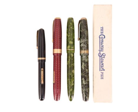 Two vintage Conway Stewart lever-filled fountain pens, together with Waterman 512V and Blackbird pens