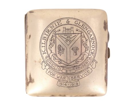A Great War military service recognition presentation cigarette case from Kilbirnie and Glengarnock, Ayrshire, Scotland