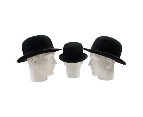 Three vintage men's bowler hats, circa 1920s