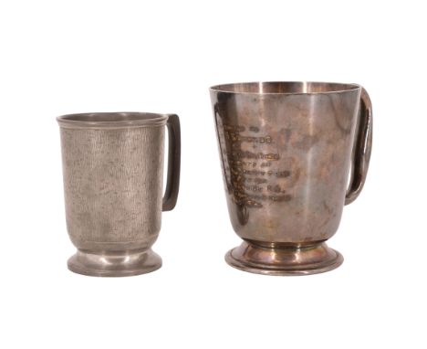 A 1944 44th Battalion Warwickshire Home Guard engraved presentation electroplate beer mug together with a 1941 Hinkley ARP da