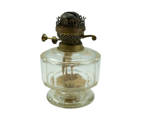 A late 19th / early 20th Century cut glass oil lamp, 22 cm