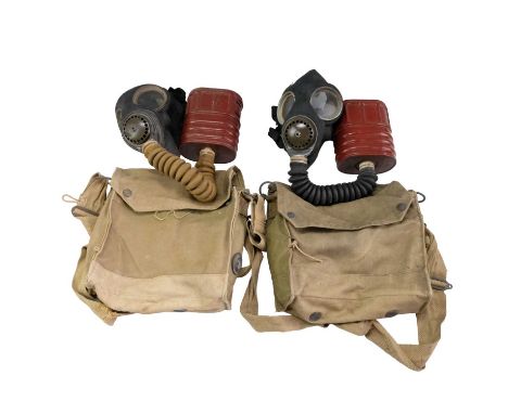 Two Second World War British Army gas masks