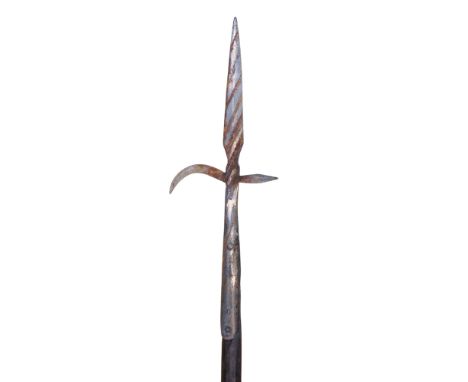 An 18th / 19th Century Scottish or Irish polearm, having a central lozenge-section spearhead with lateral conforming diminuti