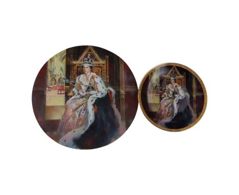 Jose Miralles (Spanish, b 1958)A portrait of Queen Elizabeth II, Westminster Abbey, on the occasion of her Coronation, waterc