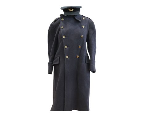 A 1940s RAF officer's peaked cap and overcoat