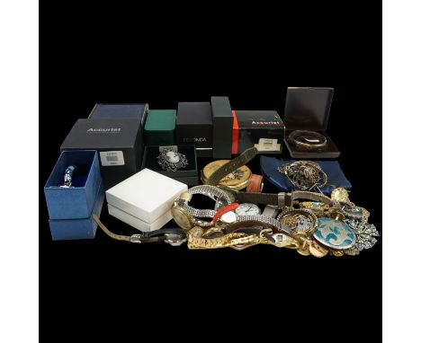 A group of costume jewellery and watches together with a Stratton powder compact