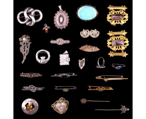 A group of early 20th Century and other silver, white metal and other jewellery including a small Charles Horner enamelled br