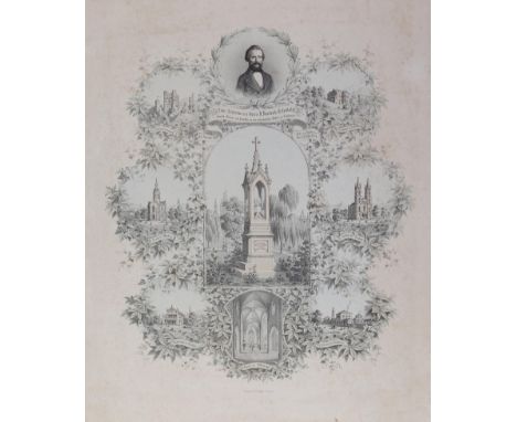 Offenburg: und (Süd)Baden. "Zum Andenken an Herrn Friedrich Eisenlohr" (1905-1854). Mit 8 Ansichten aus der Region. Fein aqua