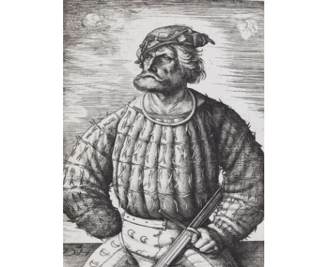 Hopfer, Daniel: (um 1470 Kaufbeuren - Augsburg 1536). Kuntz (Conrad) von der Rosen. Eisenradierung auf Büttben um 1510. 29,3 