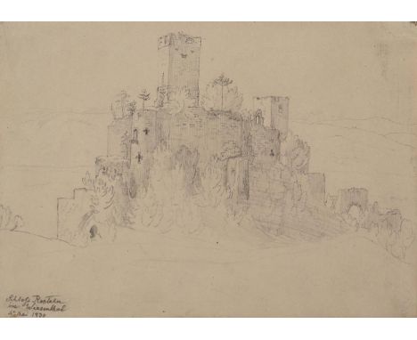 Zwei Bleistiftzeichnungen,: anonym, 19. Jh. Beide mont., eine unter Passep.  ╔Schloss Roeteln im Wiesenthal,╗ 1830. Blgr. 13,