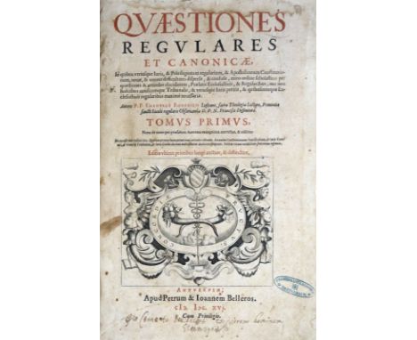 Rodriguez,M.: Quaestiones regulares et canonicae. Editio ultima. 2 Bde. Antwerpen, Bellerus 1616. Fol. Blindgepr. Schweinsldr