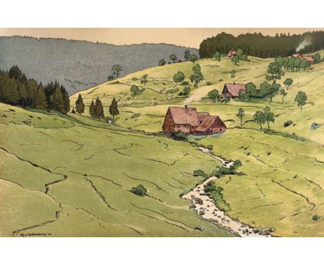 Volkmann, Hans Richard von: (1860 Halle 1927). 4 Bl. mit Landschaftsdarstellungen. 4 (1 Farb-) Lithographien ca. 1922-32. Blg