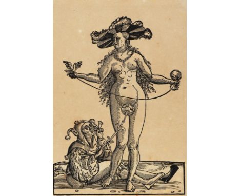 Brosamer, Hans: (1495-1554) nach. Vanitas oder Die Kurtisane und der Narr. Gegenseitige, freie Nachbildung in Anlehnung an "B