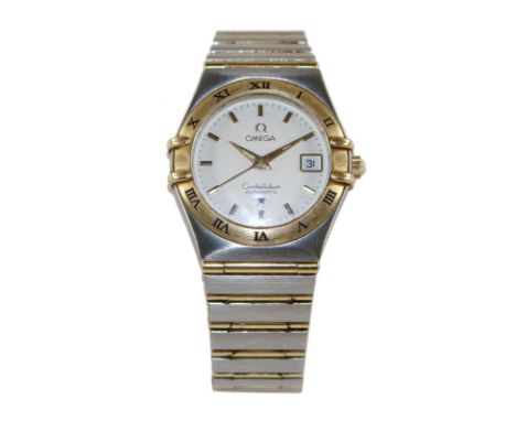 Omega Constellation Automatic: Damenarmbanduhr. Edelstahl Gold. Armband 6551/863 sowie Zwischenglied. Band an Schließe Bez. S