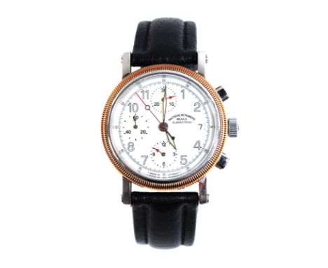Mühle Glashütte,: Modell Business-Timer 2000. Mit Box u. Papier. Goldene Lünette. Uhrwerk läuft. Automatik. Ref: M 13150. Gut