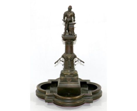 Solingen.: Peter-Hahn-Denkmal (Brunnensäule). Nachbildungen des 1944 zerstörten Brunnens von Emil Stull 1966. H. ca. 32 cm. L