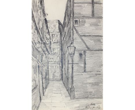 Stobbe, Max: (1883 Altona - Hamburg 1936). 3 Ansichten des Hamburger Gängeviertels. Niedernstrasse 19, Hofniedernstr.40, Stei