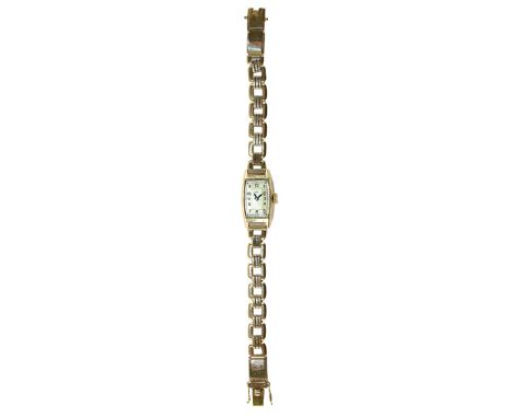 Damenuhr 585 GG Pforzheim: um 1950. Uhrwerk Ormo, Gehäuse R&amp;W Rodi und Wienenberger, Armband 585 Gelbgold Hersteller Loui