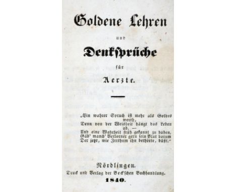 Sammlung: von 6 Schriften in 7 Bdn. Versch. Formate u. Einbde.  ╔Enthält:╗ Ringk,O. Wie können wir Ansteckungskrankheiten als