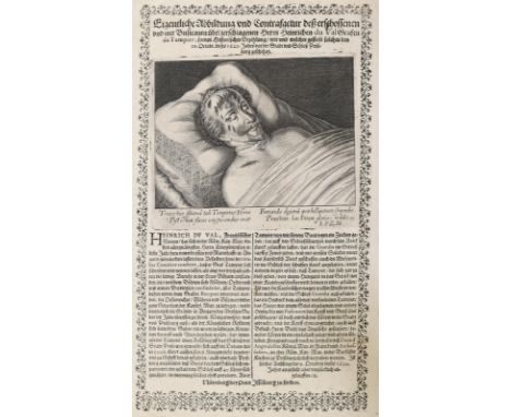 Strafen, Folter u.a.: 11 Bl. mit Strafen u. Folter, etc. Kupferstiche u. Radierungen, überwieg. 17.-18. Jh.  U.a. vorhanden: 