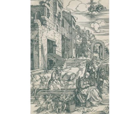 Dürer, Albrecht: (1471 Nürnberg 1528). Der Aufenthalt in Ägypten. Holzschnitt, Bl. 15 aus dem Marienleben (um 1502). 29,9 x 2