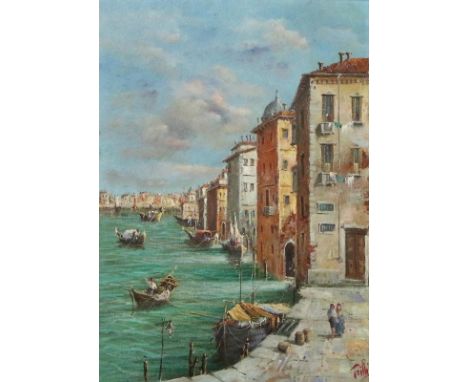 Venedig.: Canal Grande verso San Marco. Öl auf Lwd. 20. Jhdt. 70,5 x 50 cm. Gerahmt. Undeutl. sign.   R