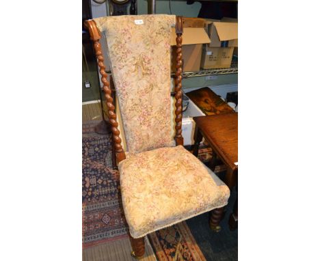 A 19th century mahogany barley twist &amp; bobbin turned legs nursing chair